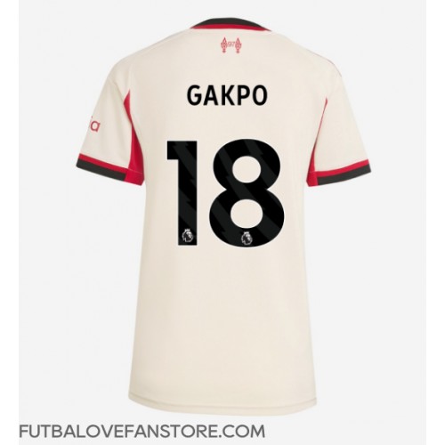 Liverpool Cody Gakpo #18 Vonkajší Ženy futbalový dres 2025-26 Krátky Rukáv Liverpool Cody Gakpo #18 Vonkajší Ženy futbalový dres 2025-26 Krátky Rukáv